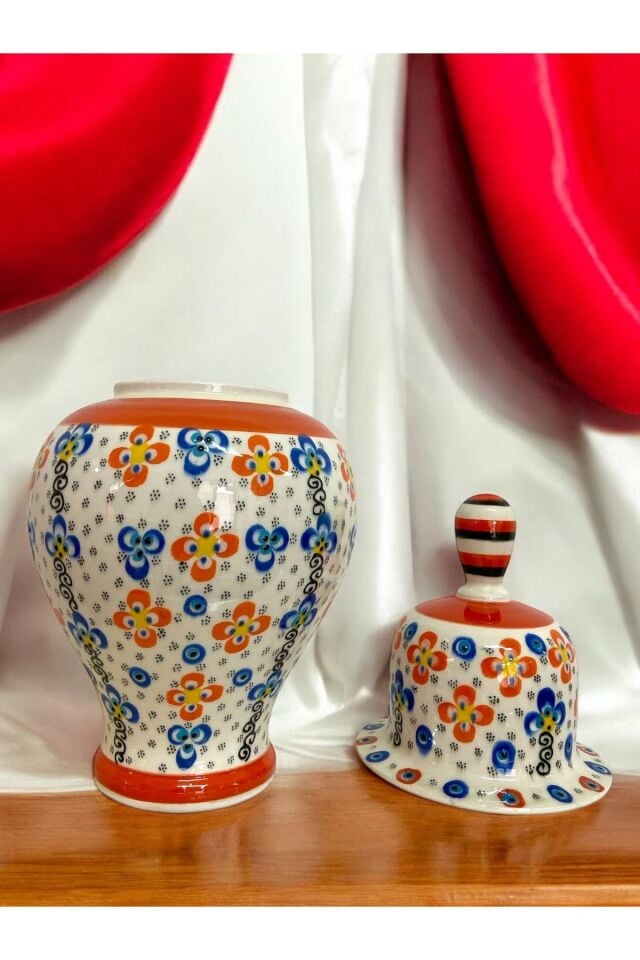El Yapımı Çini Küp Vazo - 35 Cm
