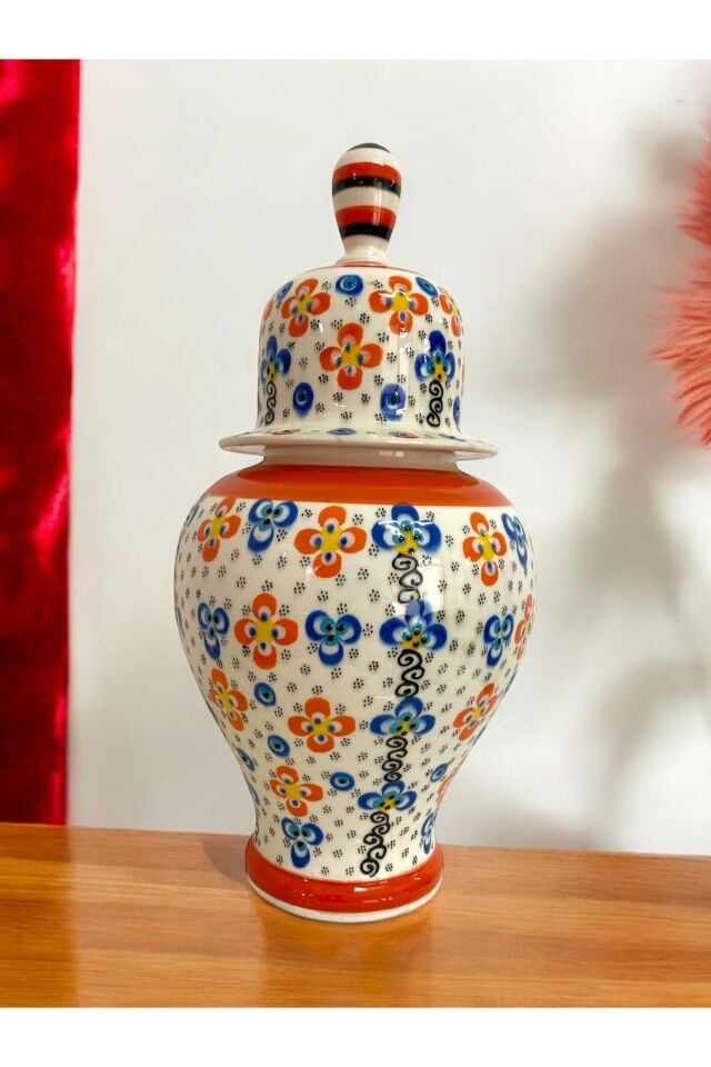 El Yapımı Çini Küp Vazo - 35 Cm