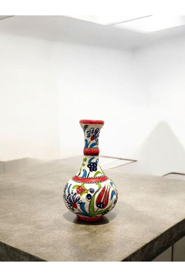 El Yapımı Kütahya Çini 15 cm Gözyaşı Vazo