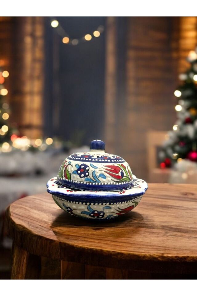 Kütahya Çini El Yapımı Şekerlik - Lale Motifli