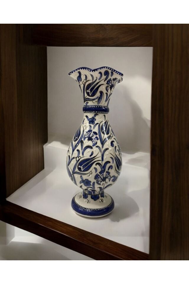 El İşçiliği Geleneksel Çini Vazo - 30Cm