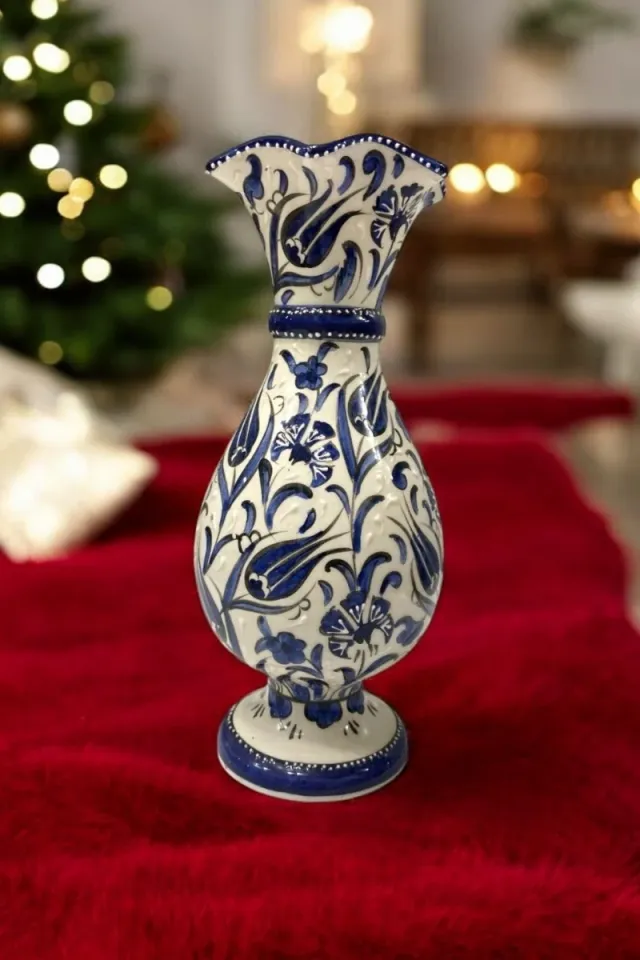 El İşçiliği Geleneksel Çini Vazo - 30Cm