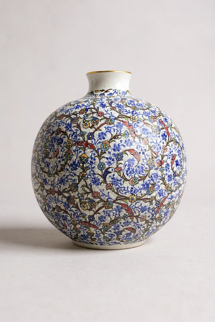 El Emeği Özel Tasarım 22Cm Büyük Küre Vazo - Yapıştırma Sanatı