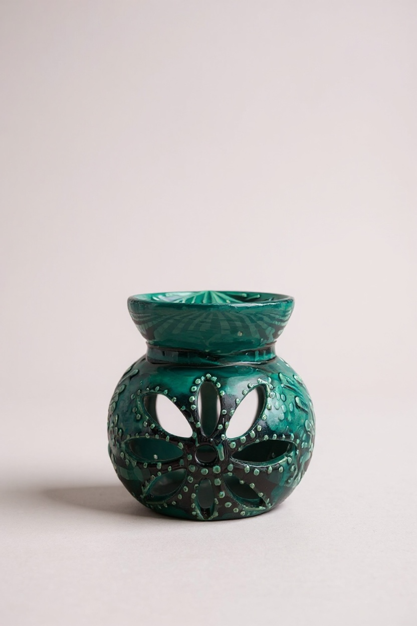 El Yapımı Turkuaz Çini Buhurdanlık