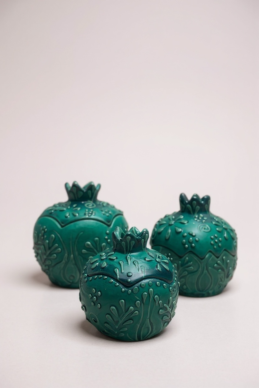 El Yapımı Turkuaz Kapaklı Nar Takımı (3 Parça)