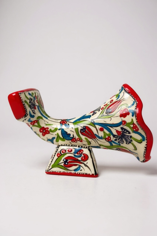 El Yapımı Samur İşçiliği Kırmızı Çini Gramofon