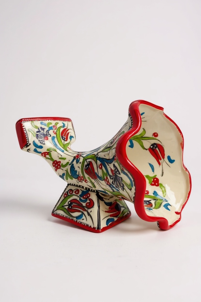 El Yapımı Samur İşçiliği Kırmızı Çini Gramofon