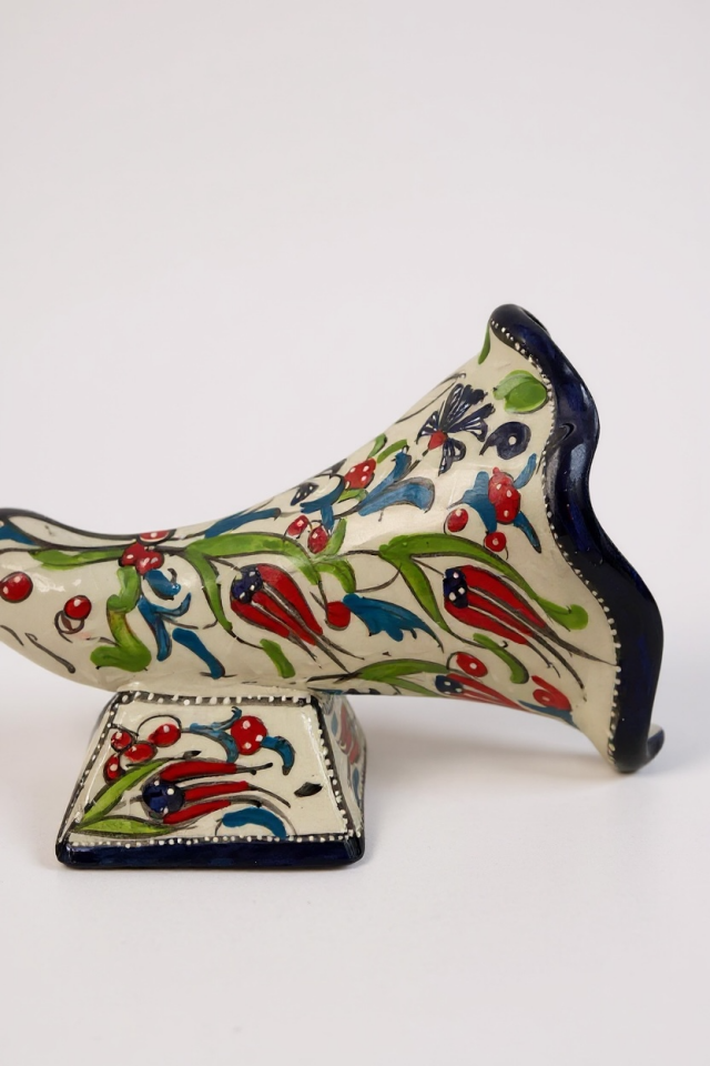 El Yapımı Samur İşçiliği Mavi Çini Gramofon