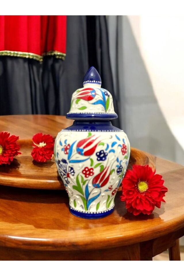 Küp Vazo ve Tabak Seti - Kütahya Çini Sanatının İncisi (20 cm Vazo & 15 cm Tabak El Yapımı)