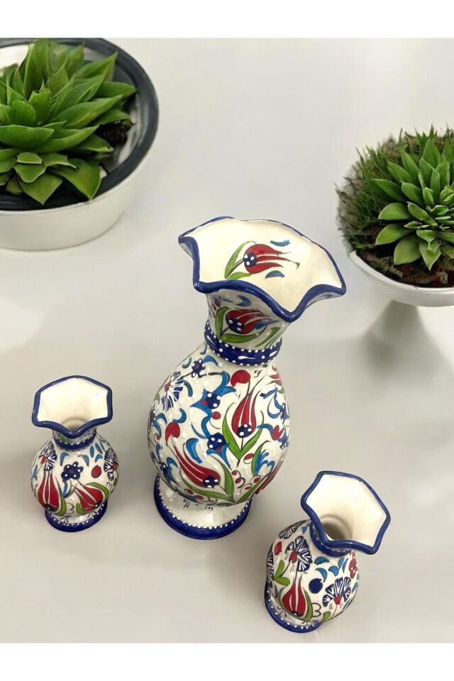 Sümbül Çini Vazo Seti - 3’lü Set