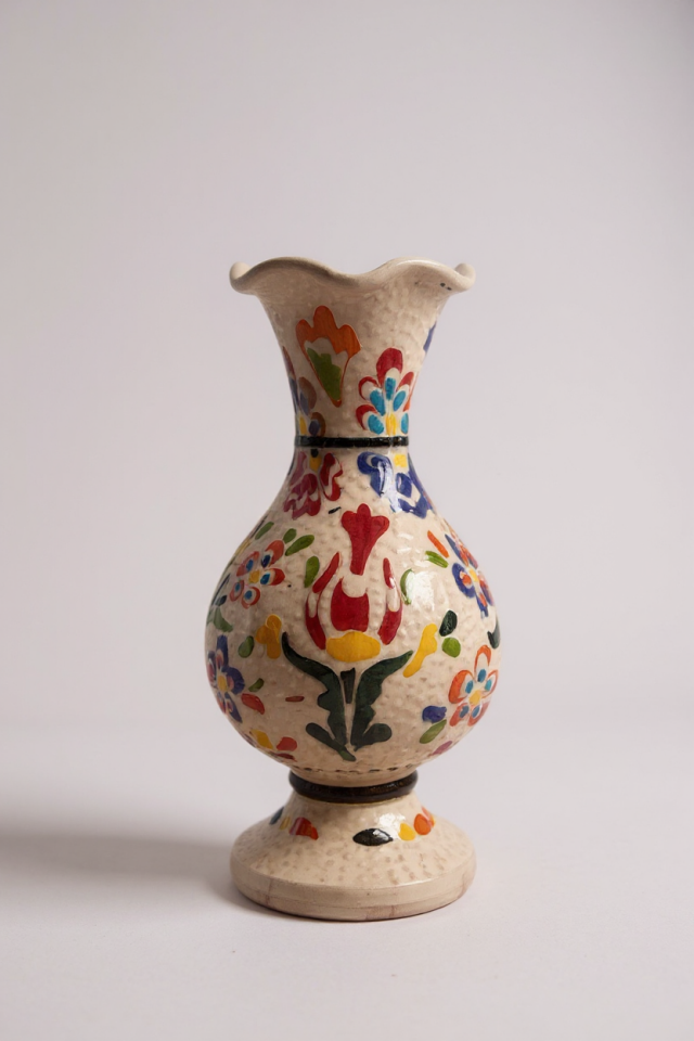 El Yapımı Çark İşi 15Cm Sümbül Çini Vazo