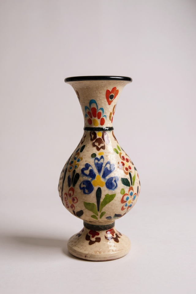 El Yapımı Çark İşi 15Cm Sümbül Çini Vazo