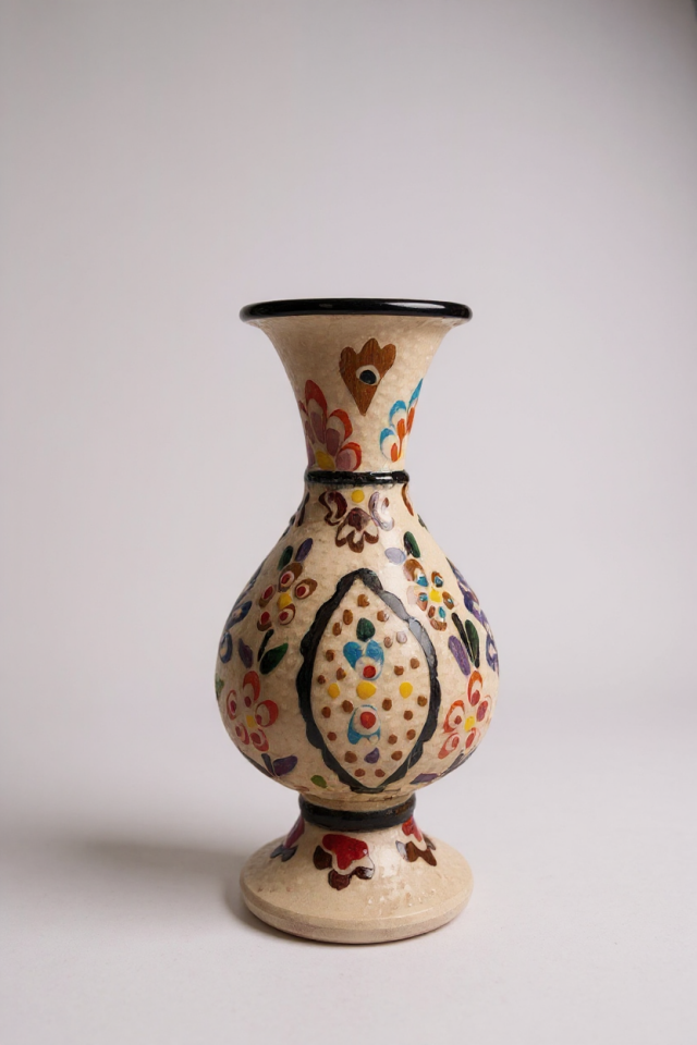 El Yapımı Çark İşi 15Cm Sümbül Çini Vazo