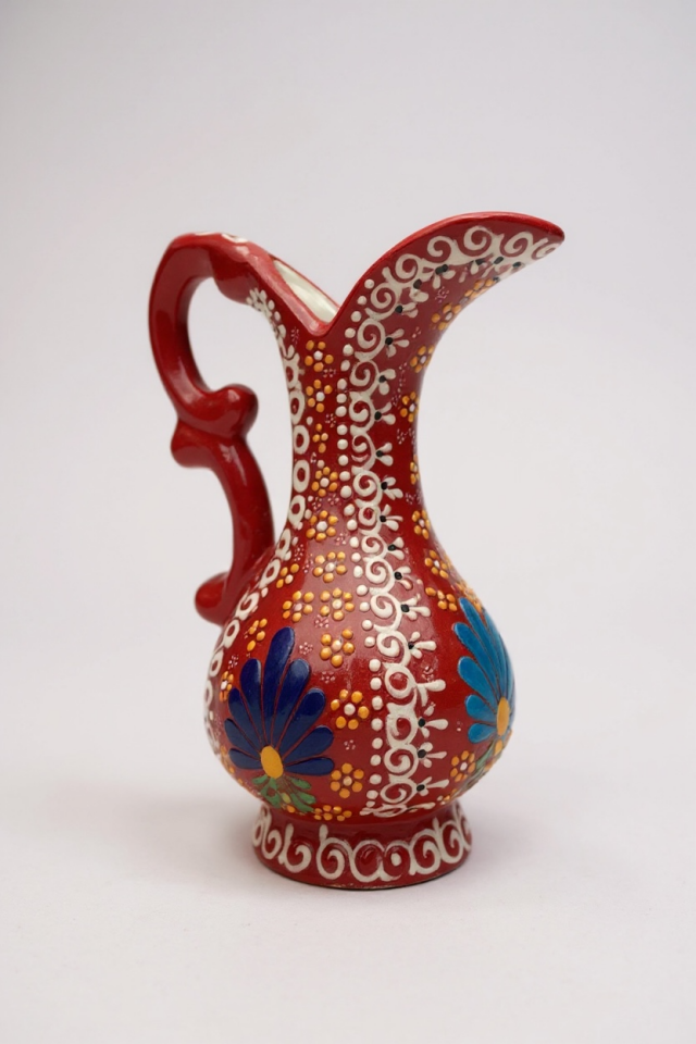 El Yapımı 25Cm Kırmızı Aşurelik Çini Vazo