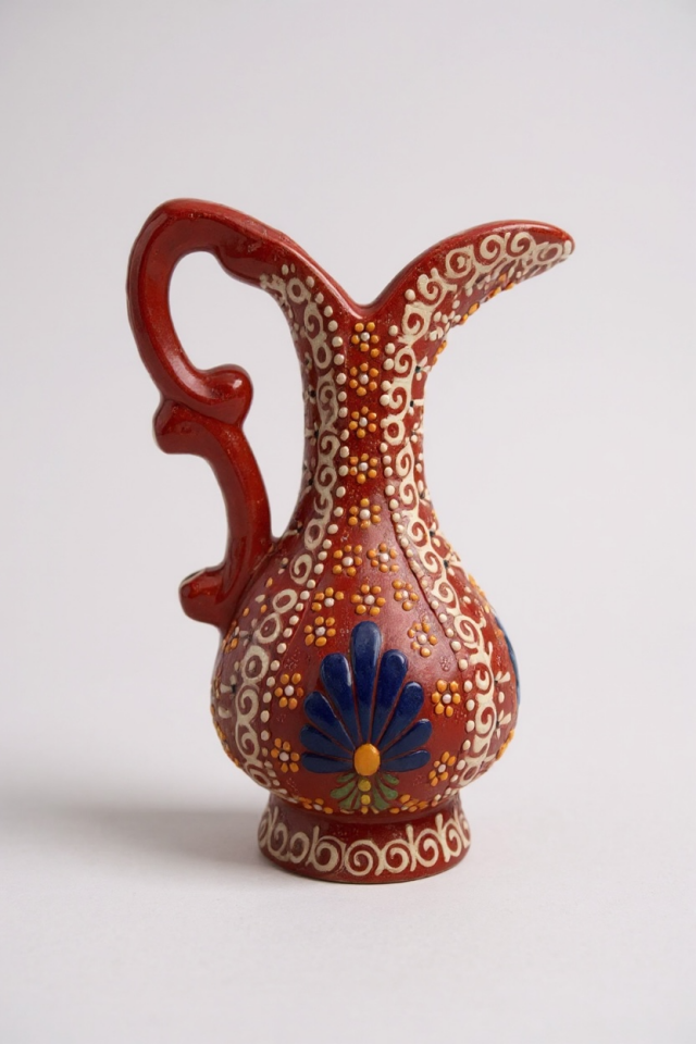 El Yapımı 25Cm Kırmızı Aşurelik Çini Vazo