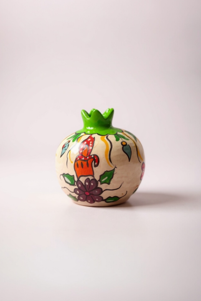 Yılbaşı Özel Tasarım El Yapımı Yeşil Dekoratif Nar Takımı – 3'lü Set