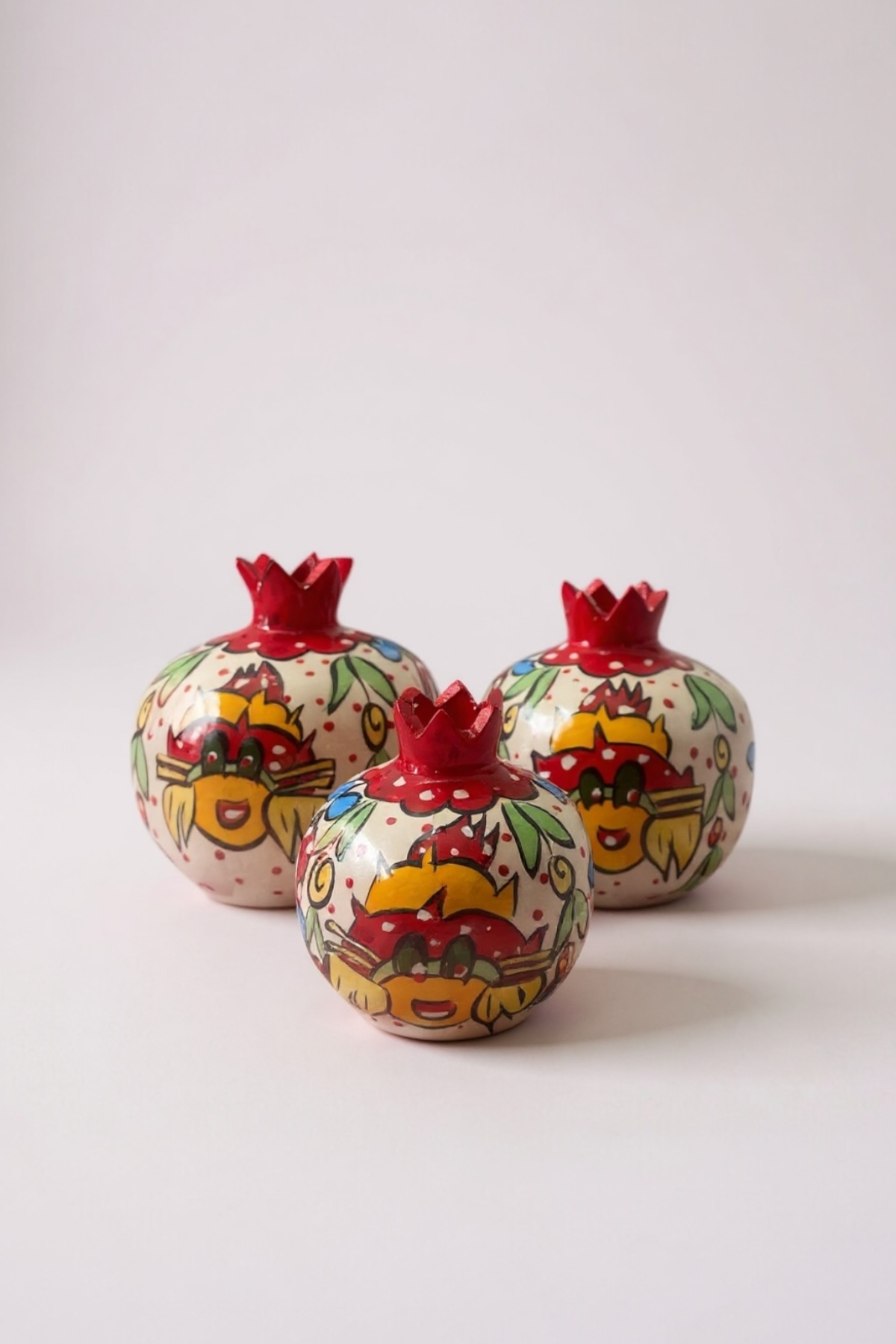 Yılbaşı Özel El Yapımı Dekoratif Kırmızı Nar Takımı – 3'lü Yılbaşı Dekoru