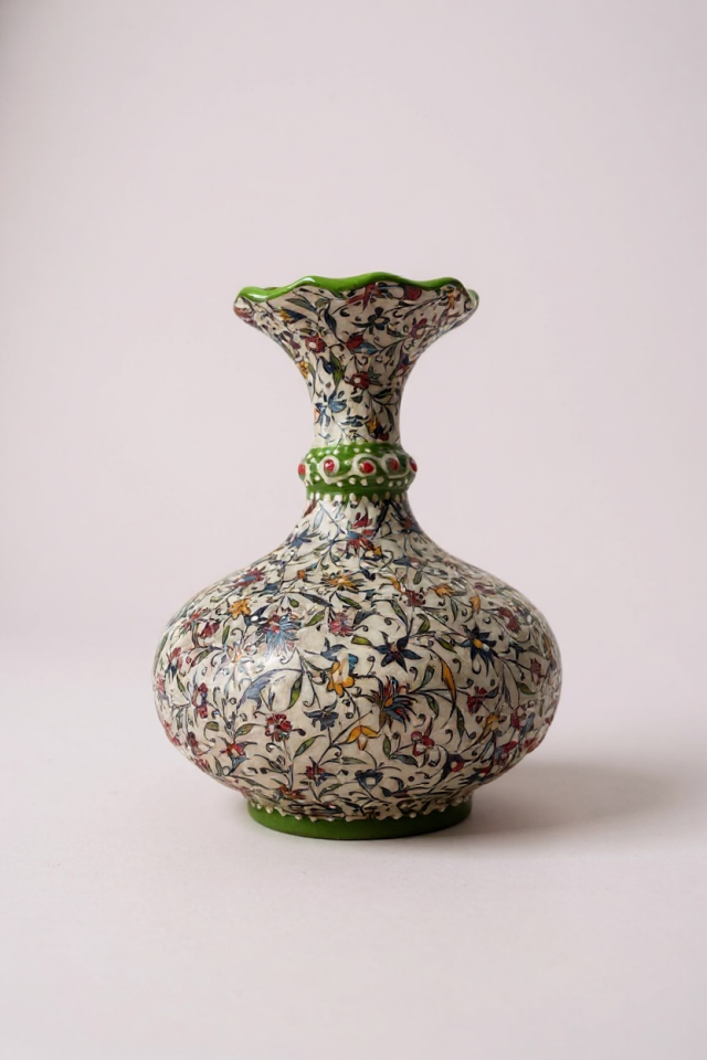 El Emeği Teşhip Sanatı 20Cm Yeşil Geniş Marul Çini Vazo