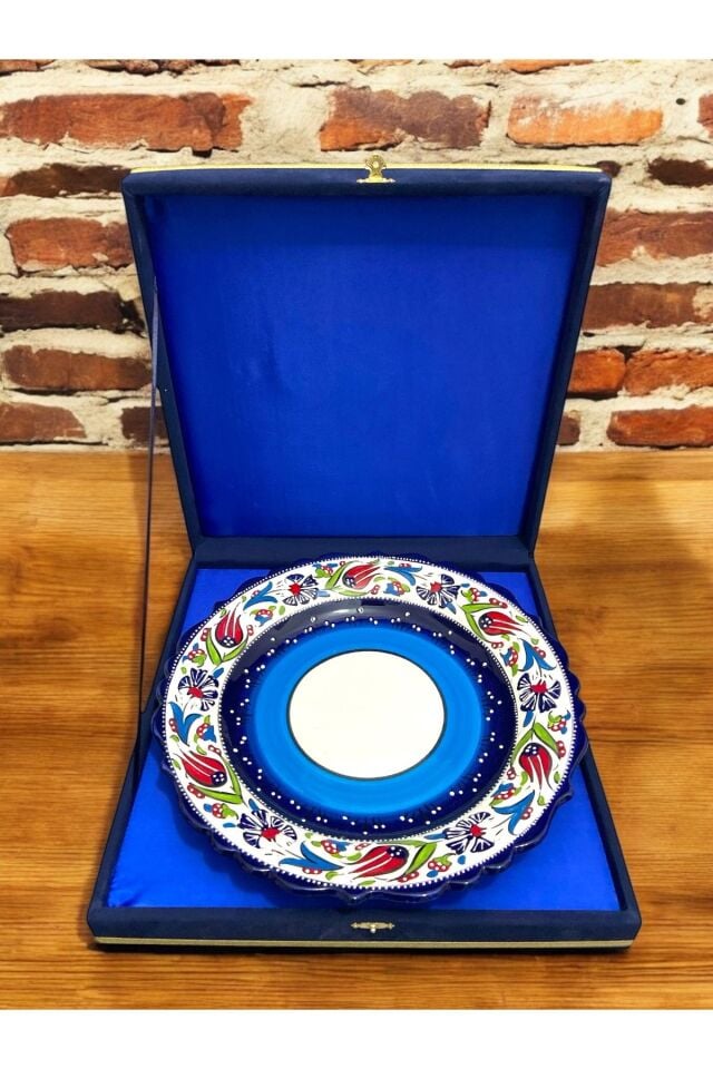 Kadife Kutulu El Yapımı Kütahya Çinisi 30Cm Çini Tabak